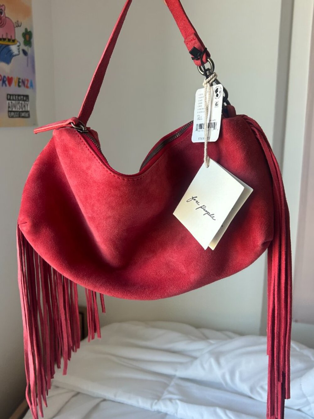 Free People Coral Fringe Shoulder Bag